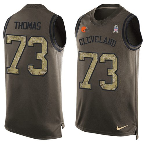 Nike Browns #73 Joe Thomas Green Men's Stitched NFL Limited Salute To Service Tank Top Jersey - Click Image to Close